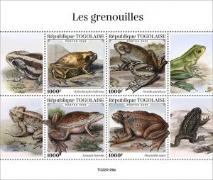 TOGO - 2022 - Frogs - Perf 4v Sheet - Mint Never Hinged