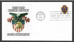 US # 3784 Purple Heart w/ West Point Military Academy Cachet FDC - I Combine S/H