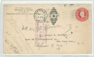 US U429 Returned to sender Feb 13, 1923 do not post again in this envelope or wrapper in purple box. Postmarked on Feb 8, Feb