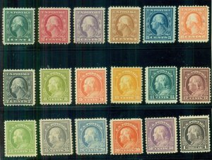 US #498-504, 506-18, 1¢ - $1.00 Complete set, hinged/NH, F/VF+, Scott $710.50