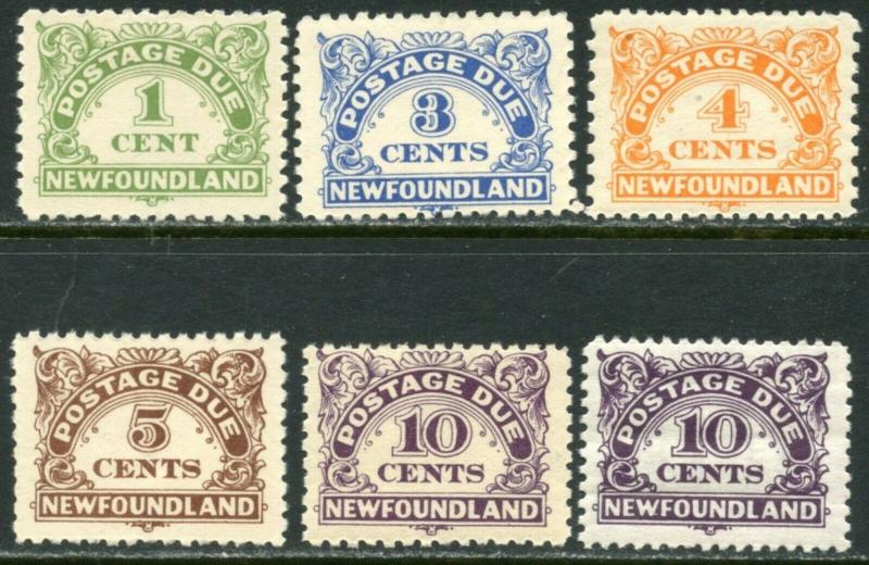 NEWFOUNDLAND Sc#J1, J3-J7 1939-49 Postage Dues Part Set OG Mint LH & NH