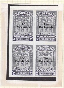 CANADA VD SL73 BLOCK OF 4 THE PARKLANDS OVERPRINT OG NH U/M VF