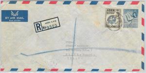 61405  - ADEN - POSTAL HISTORY - REGISTERED  COVER to ITALY 1962