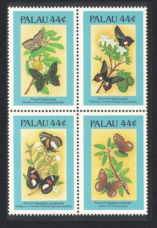 Palau Butterflies 1st series 4v Block of 4 SG#164-167