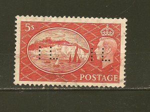 Great Britain SC#287 Cliffs of Dover 5sh IL Perfin Used