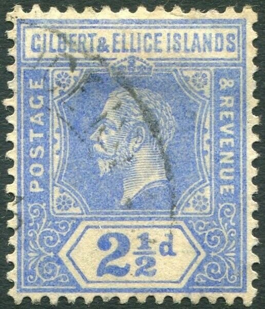 GILBERT & ELLICE ISLANDS-1916 2½d Bright Blue Sg 15 GOOD USED V34662