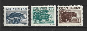 ALBANIA -  1961 FAUNA - SCOTT 589 TO 591 - MNH