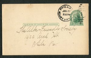 1921 Philadelphia PA Postal Card Mount Airy Alta Friendly Society 1c Jefferson