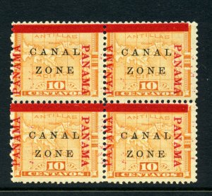 Canal Zone Scott #13 Mint Block w/Spacing Varities (Stock #CZ13-43)