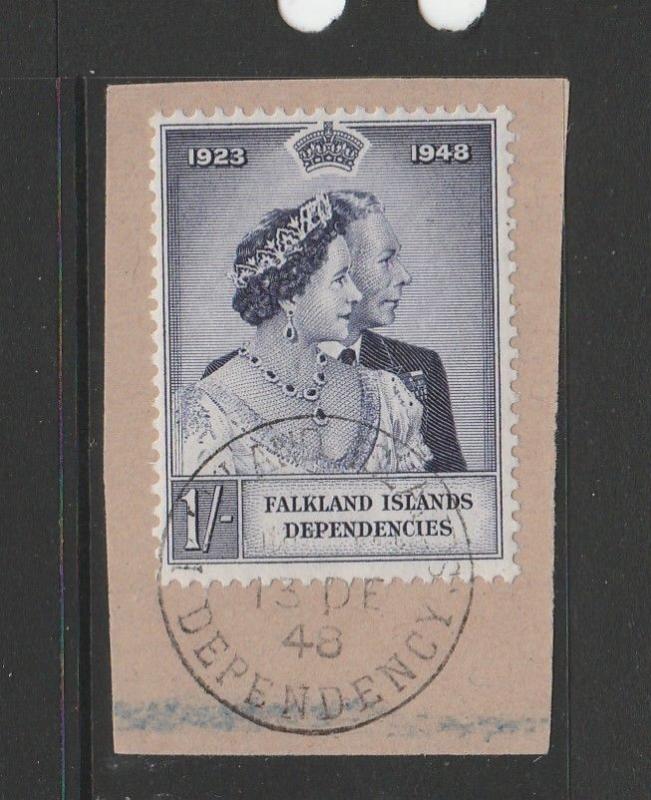 Falklands Deps 1948 Wedding 1/- VFU on piece, SG G20