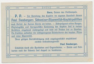 Postal stationery Switzerland 1909 Kephir pastilles - Mushroom - Alpine milk