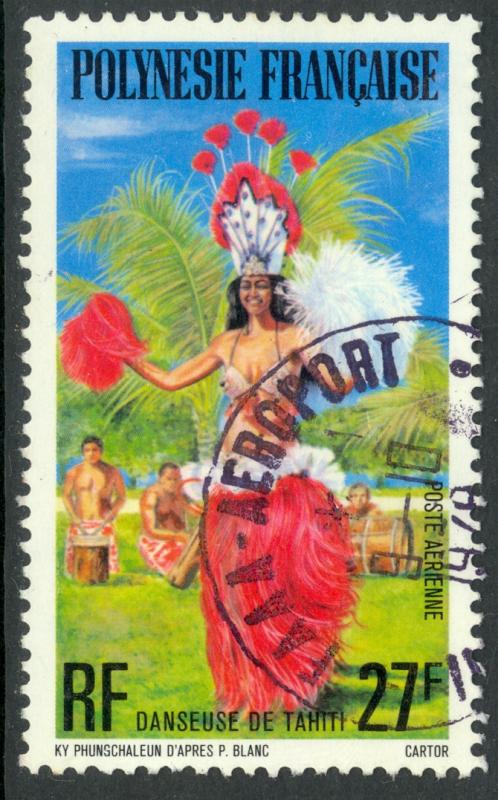 FRENCH POLYNESIA 1977 27fr TAHITIAN DANCER Airmail Sc C148 VFU