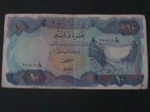 IRAQ-CENTRAL BANK OF IRAQ-10 DINARS CIRCULATED VERY OLD-ANTIQUE BANK NOTE-VF