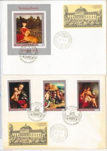 HUNGARY -  POSTAL HISTORY -  set of 4  FDC COVER  - ART Paintings  1970