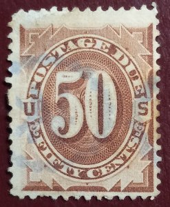 US #J7 Used F-VF Light Blue Cancelled 50c Postage Due 1879