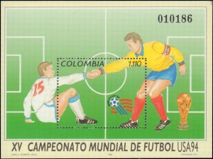 Colombia #1097-1100, Complete Set(4), 1994, Soccer, Sports, Never Hinged