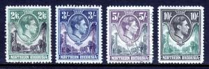 NORTHERN RHODESIA — SCOTT 41//44 — 1938 KGVI HIGH VALUES — MH/USED — SCV $49.00