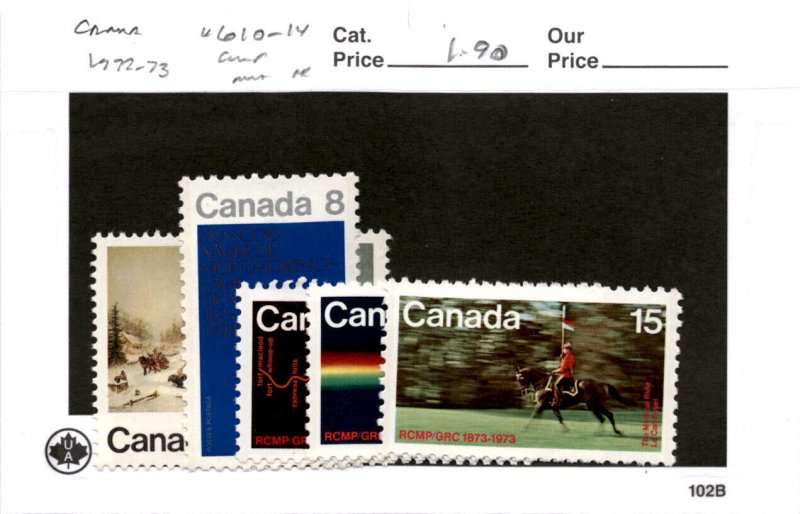 Canada, Postage Stamp, #610-614 Mint NH, 1972-1973 (AD)