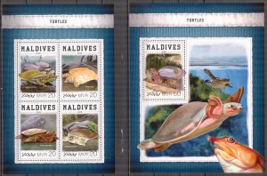 Maldive Islands 2018 Turtles I Sheet + S/S MNH