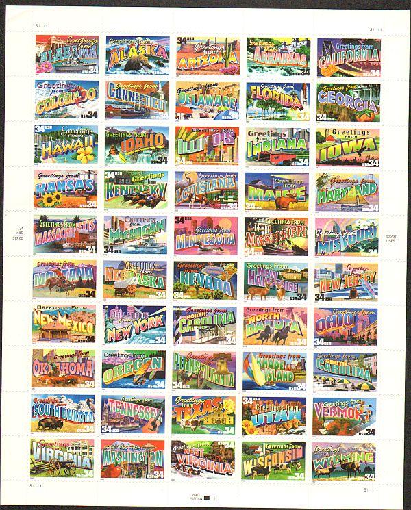 US #3561-3610 Mint Sheet Greetings from America 