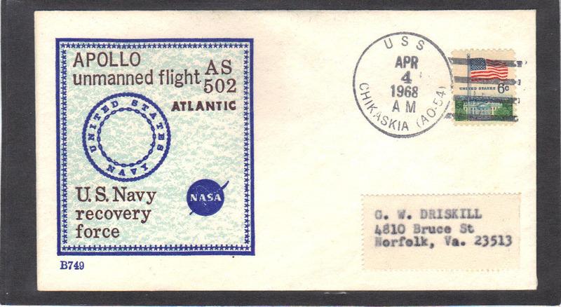 Event Apollo Unmanned Flight AS 502 1338 6c Flag (Cachet-Label/A) CV0971
