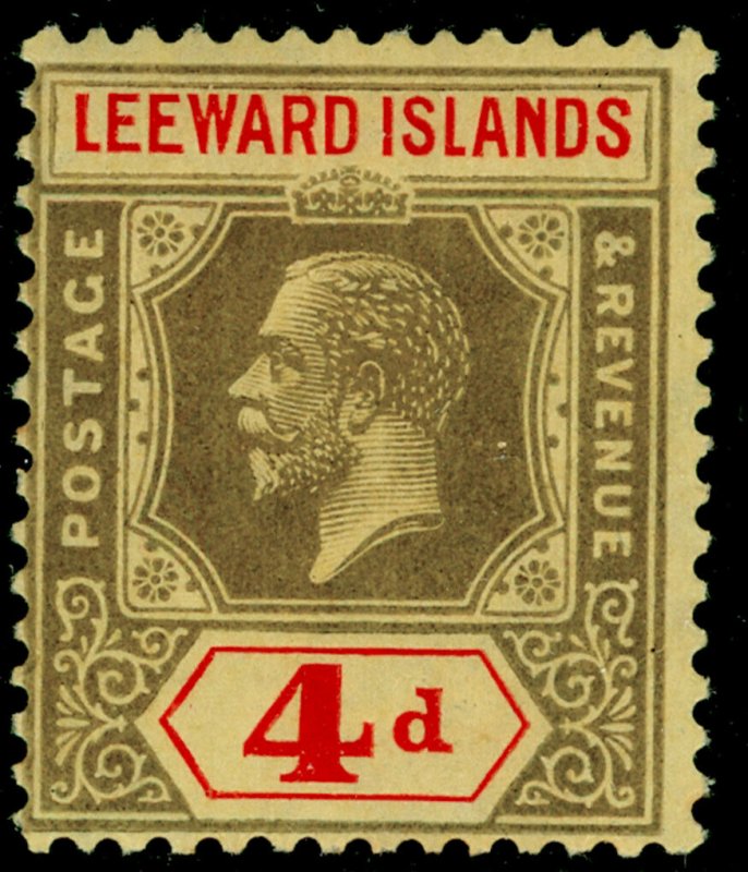 LEEWARD ISLANDS SG52, 4d black & red/pale yellow, VLH MINT.