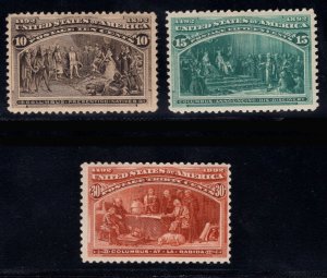 MOMEN: US STAMPS #237-239 MINT OG H LOT #86619*