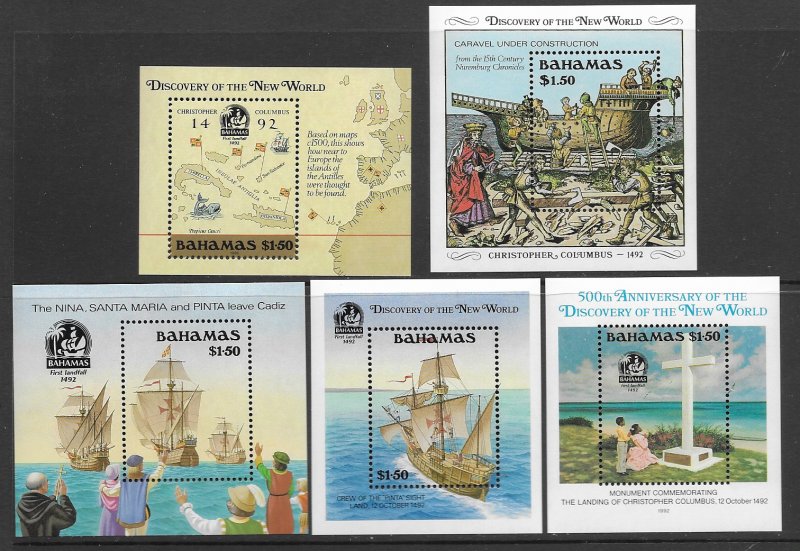 Bahamas 644,67,92,729,53 Columbus MNH S/S vf, 2020 CV $45.75