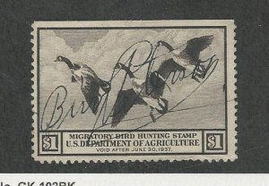 United States, Postage Stamp, #RW3 Used, 1936 Duck Hunting Permit