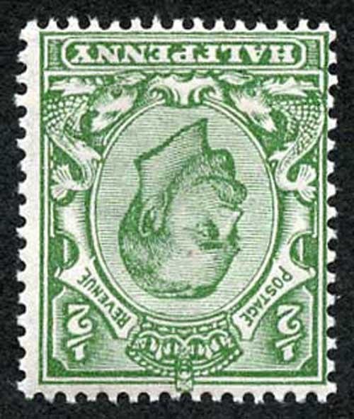 SG346wi 1/2d Green Wmk Mult Cypher INVERTED U/M