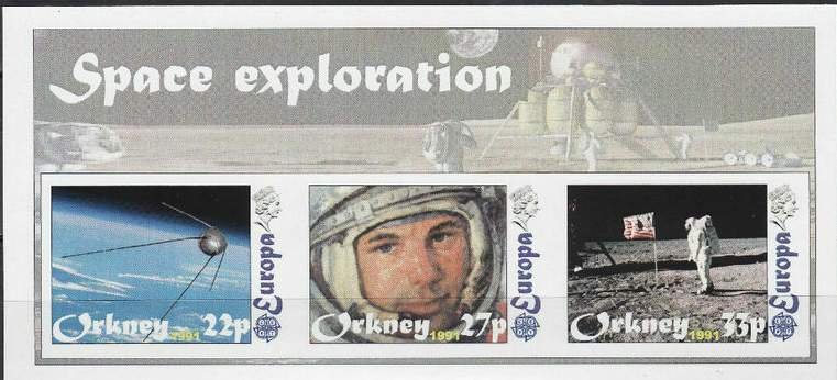 ORKNEY - 1991 - Europa,  Space Exploration - Imp 3v Sheet - M N H -Private Issue