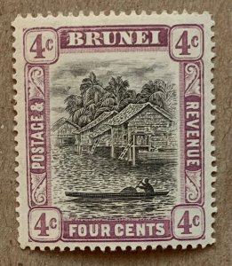 Brunei 1907 4c mauve, unused. Scott 19, CV $9.00.  SG 26