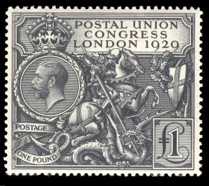 MOMEN: GREAT BRITAIN SG #438 1929 SEAHORSE MINT OG NH XF £750+++ LOT #65002