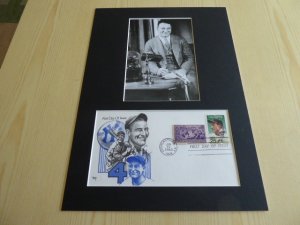 Lou Gehrig baseball photograph and 1989 USA FDC