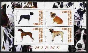 Burundi 2010 Dogs #3 perf sheetlet containing 4 values un...