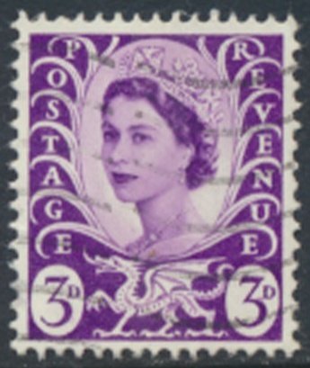 Wales  GB  SG W7  Sc# 7  Used  1 center band see details  / scans 