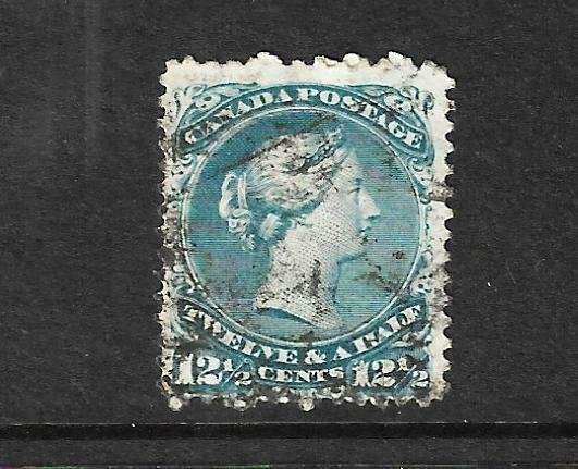 CANADA 1868-76  12 1/2c BLUE  QV FU  Sc 28  Sg 60c 