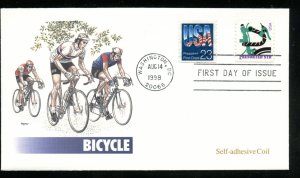 US 3228 Modern Bicycle - Presorted Small 1998 UA Fleetwood cachet FDC