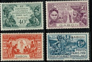 Gabon #120-3 MH complete 1931 Paris expo