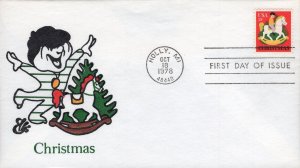Richard Ellis Hand Painted Cachet FDC for the 1978 Hobby Horse Christmas Stamp