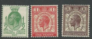 Great Britain # 205a//207a UPU Congress - wmk. sideways (3) VLH