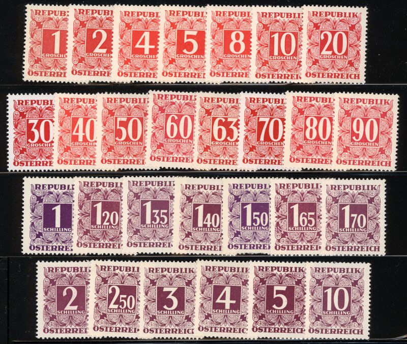 Austria 1949-57  Scott #J232-59 MNH