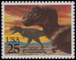 US 2422 Prehistoric Animals Tyrannosaurus 25c single MNH 1989