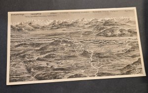 Vintage Bad Aibling Bavaria Map Postcard Uncut Sheet of 3 Panoramic Cards