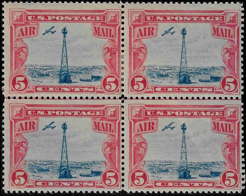 C11 Mint,OG,HR/NH... Block of 4 w/Centerline... SCV $31.00... Bottom pair are NH