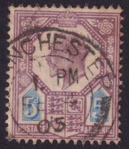 GREAT BRITAIN 134 1902 5d dull purple & ultramarine UVG W30 PF14 CHALKY PAPER 1