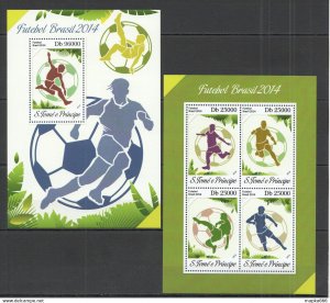 2014 S.Tome & Principe Sport Football World Cup Brazil Kb+Bl ** Stamps St1639