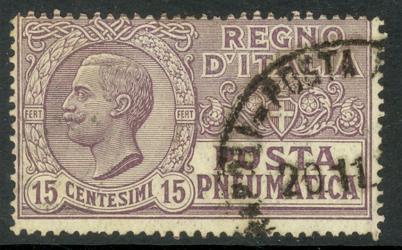 ITALY 1913-28 15c Brown Violet PNEUMATIC POST STAMP Sc D2 VFU