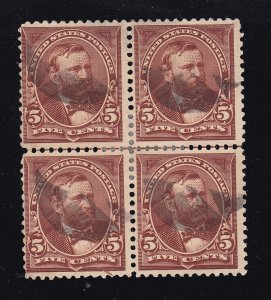 US 255 5c Grant Used Block of 4 VF SCV $57.50