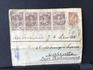 Brussels 1897 Exhibition to Calcutta India multi stamps  cover Ref R28328